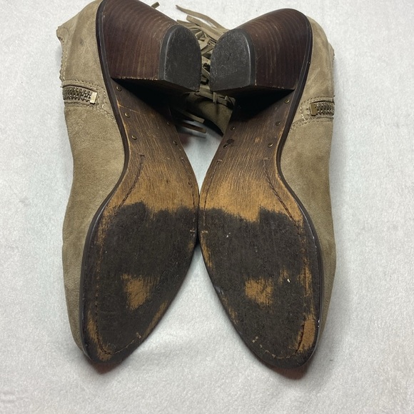 Sam Edleman Khaki leather booties with fringe details size 9 - Picture 6 of 7